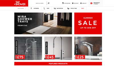 Our Work | Tap'N'Shower | Magento eCommerce